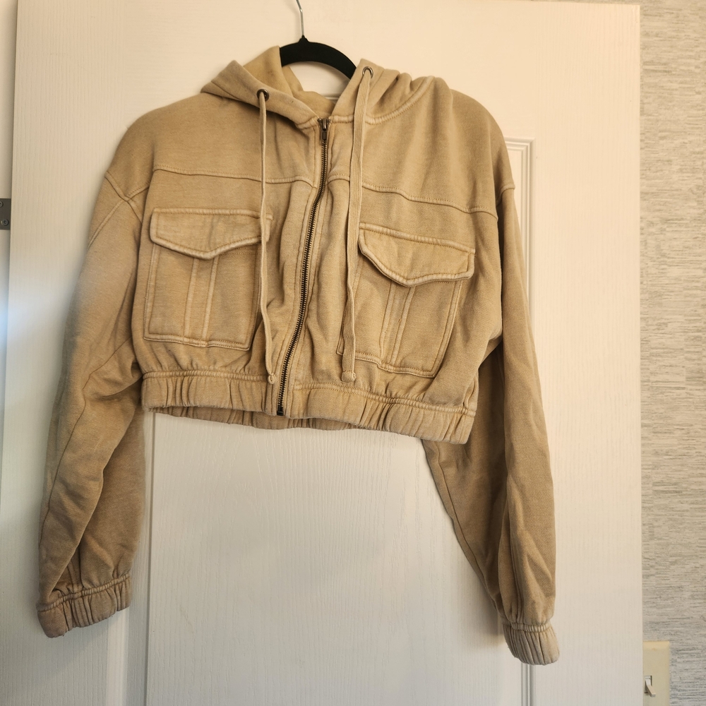 Mono B Beige Cropped Hoodie Size Guc